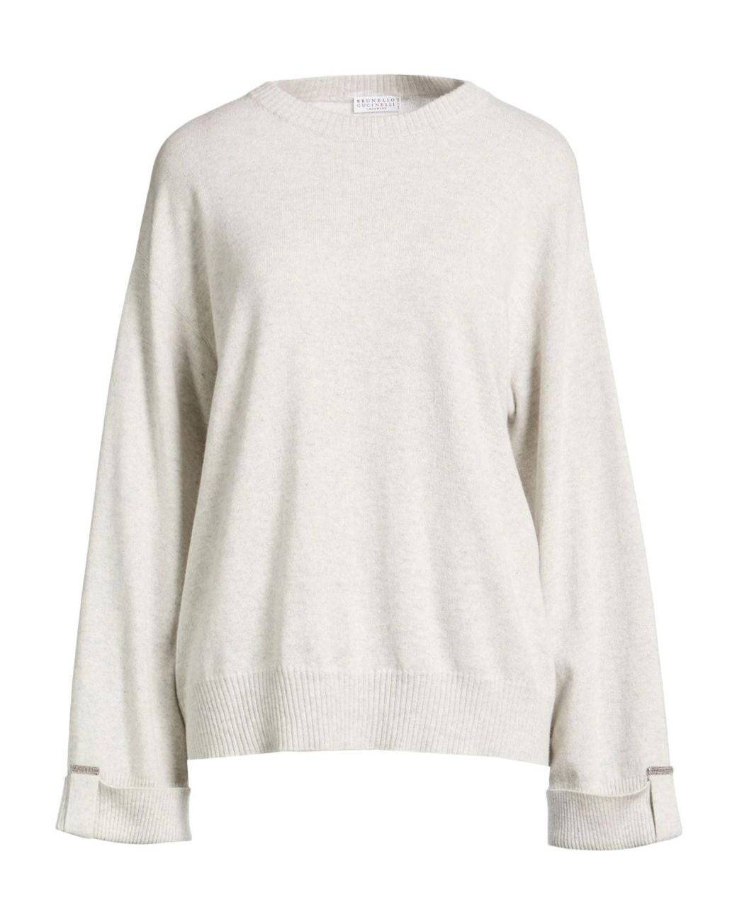 Brunello Cucinelli White Plain Colour Jumper