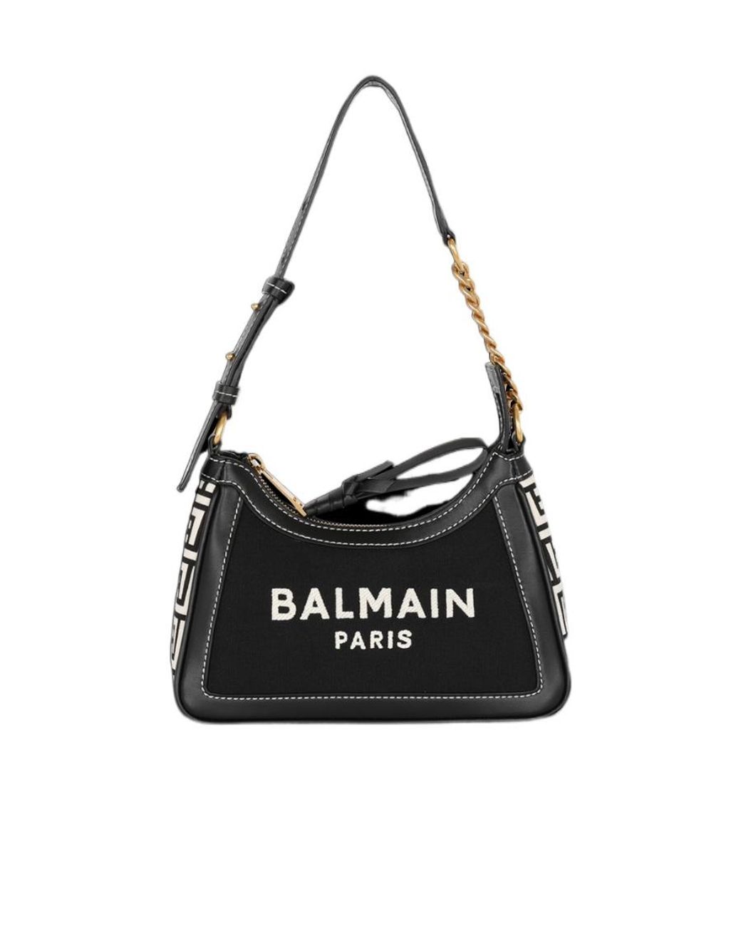 Balmain Black B-Army Monogrammed Canvas And Smooth Leather Handbag