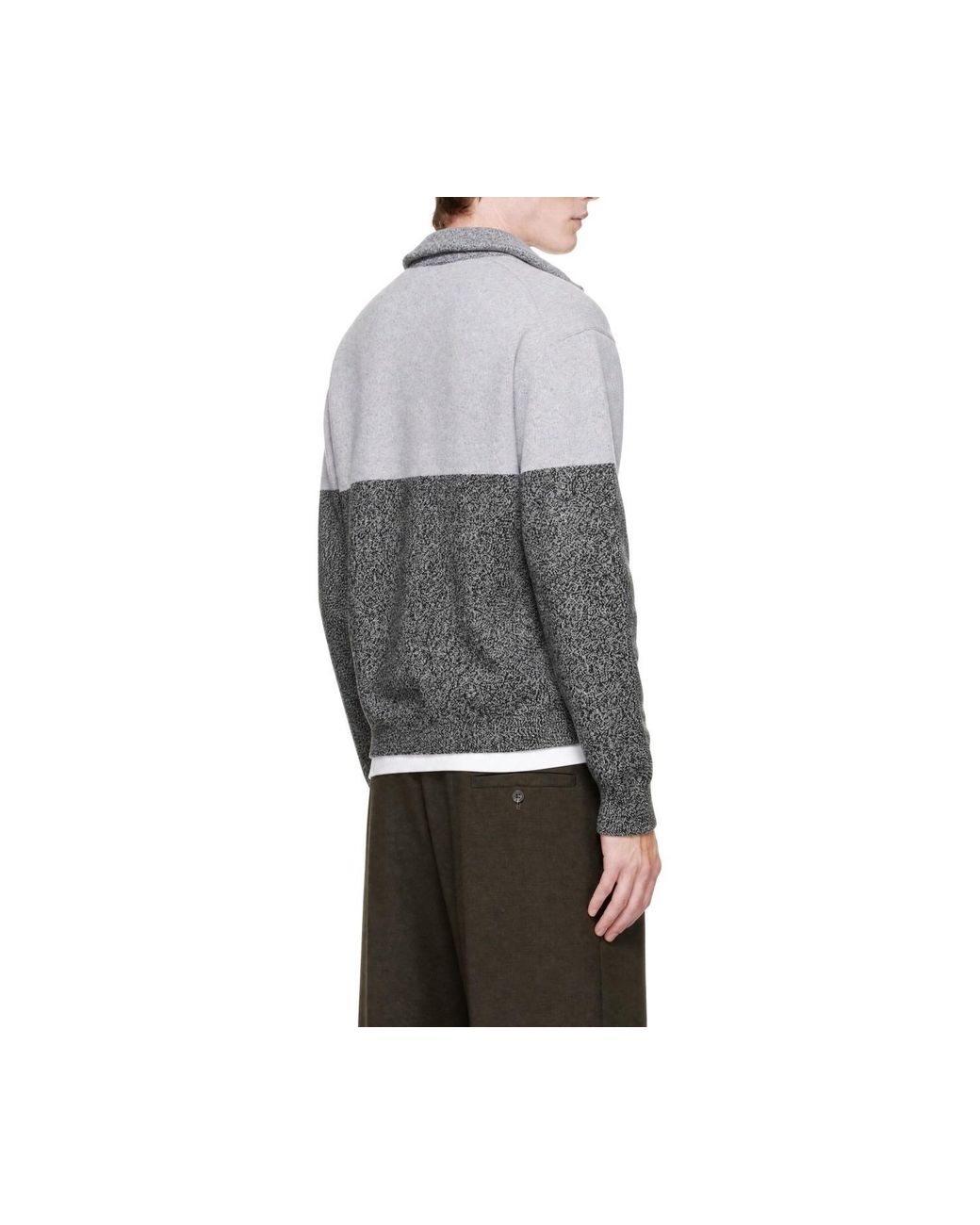 Jacquemus Gray Color Block Half Zip Knitted Sweater for men