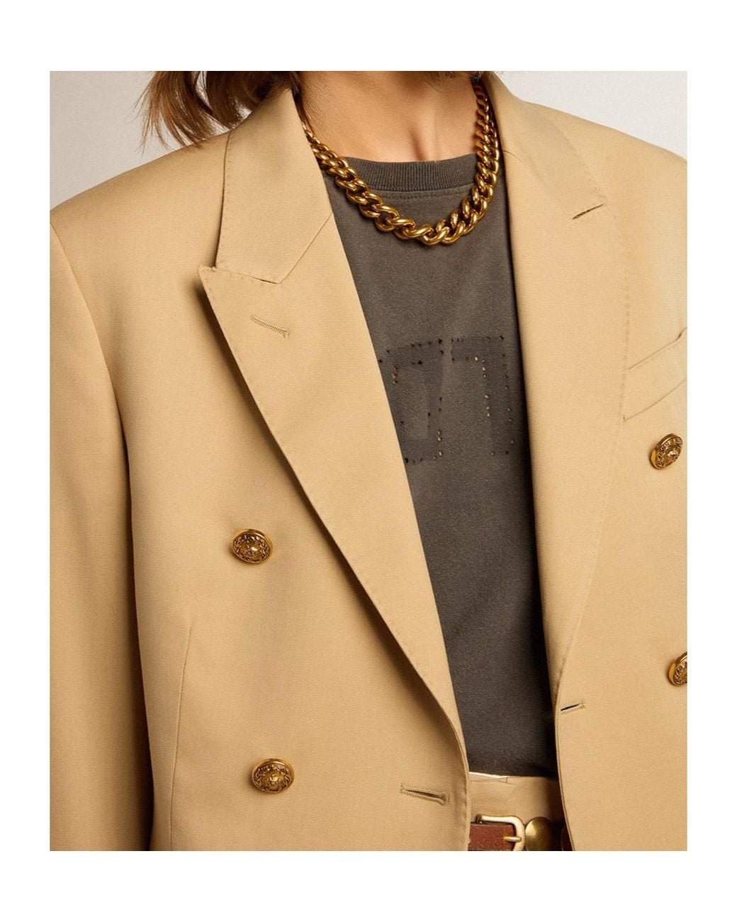 Golden Goose Deluxe Brand Natural Double-Breasted Tailored Blazer