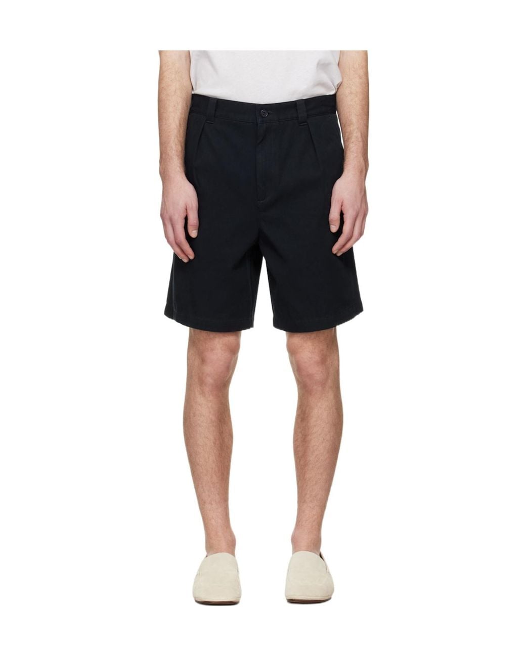 A.P.C. Blue Pleated Bermuda Shorts for men