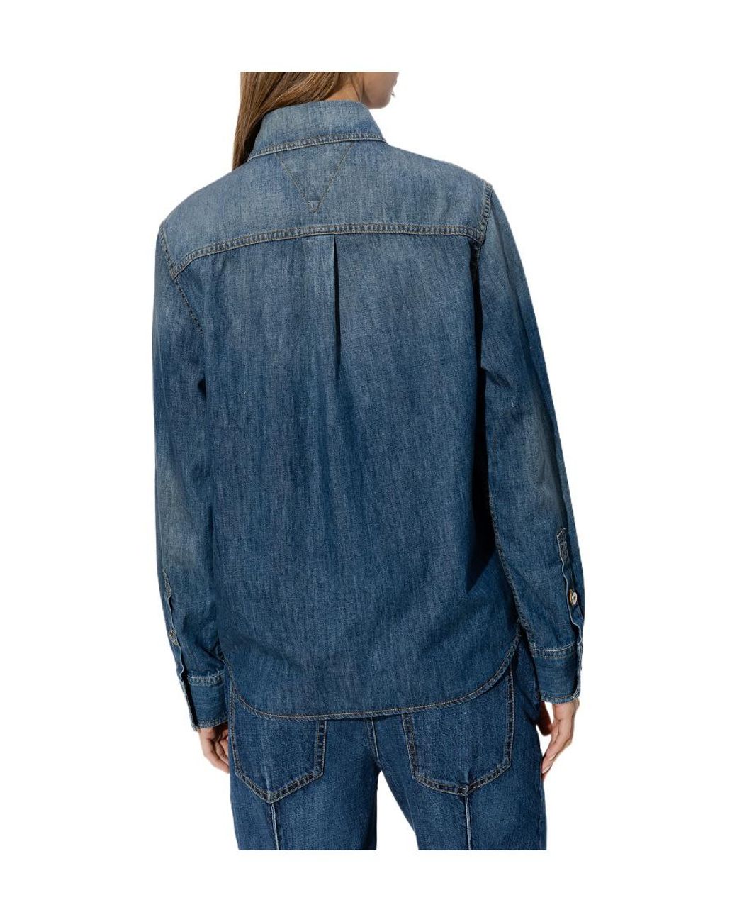 Bottega Veneta Blue Light Washed Denim Shirt