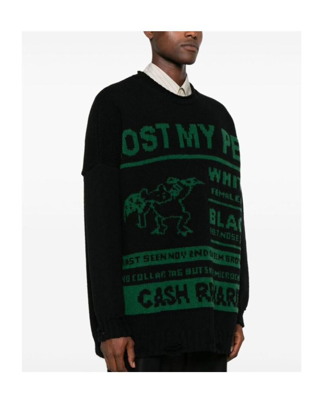 MM6 by Maison Margiela Black Jacquard Sweater for men