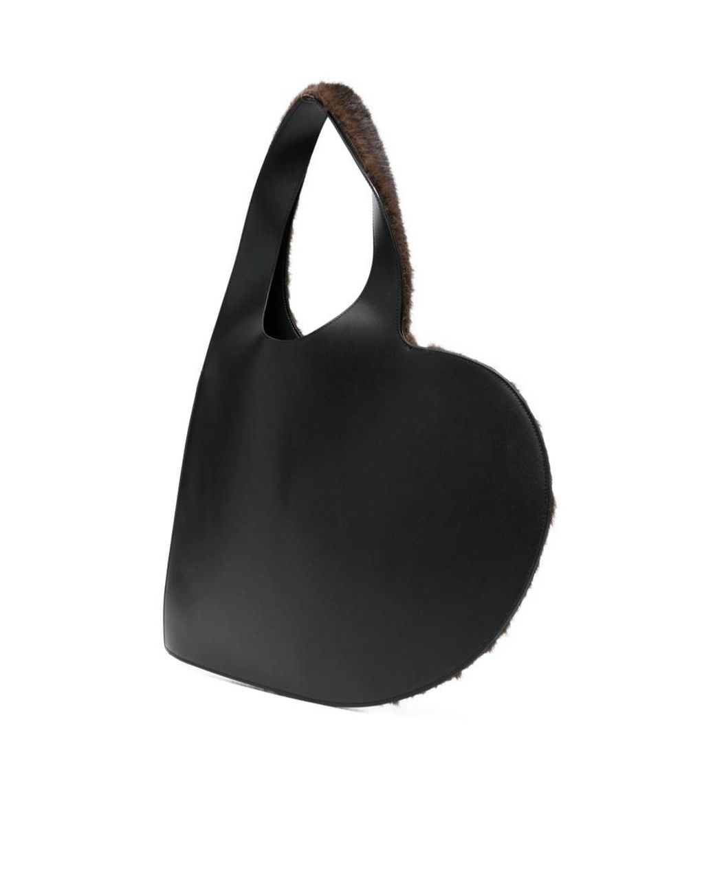 Coperni Black Heart-Shaped Open Top Fur Tote Bag
