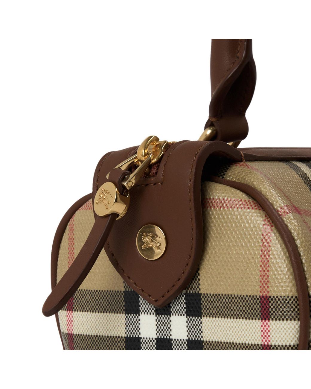 Burberry Metallic Checkered Cylindrical Handbag
