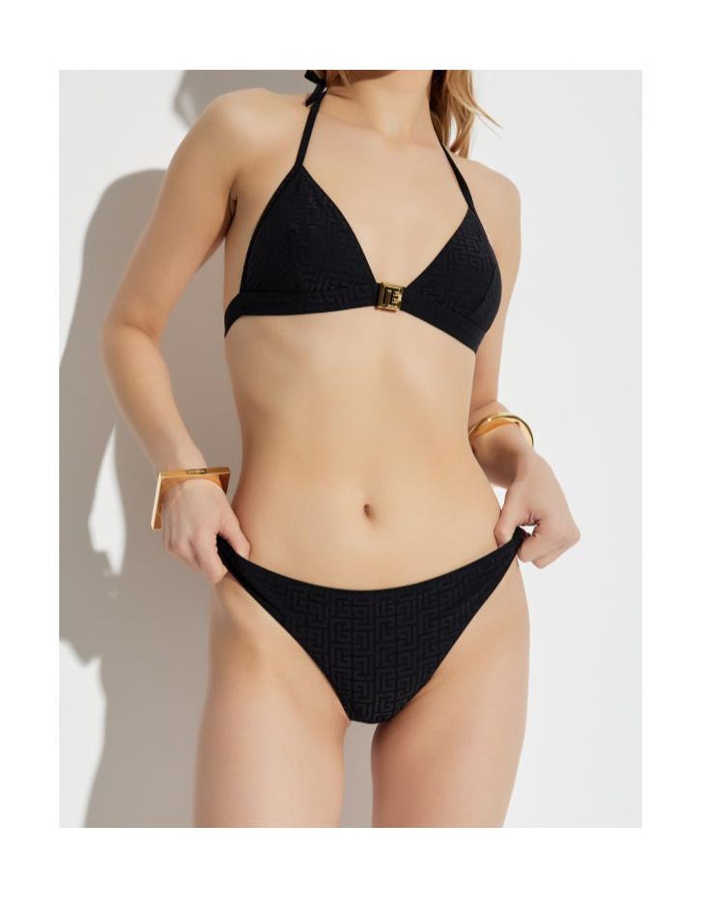 Balmain Black Two-Piece Pb Labyrinth Swimsuit