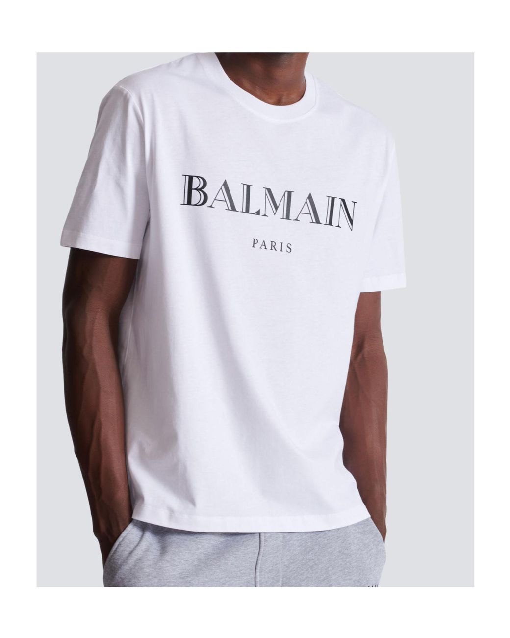 Balmain White T-Shirt With Print for men