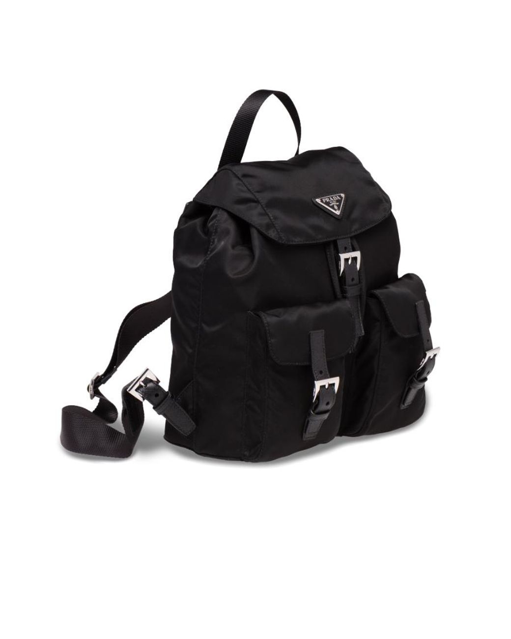 Prada Black Triangle Logo Plaque Backpack