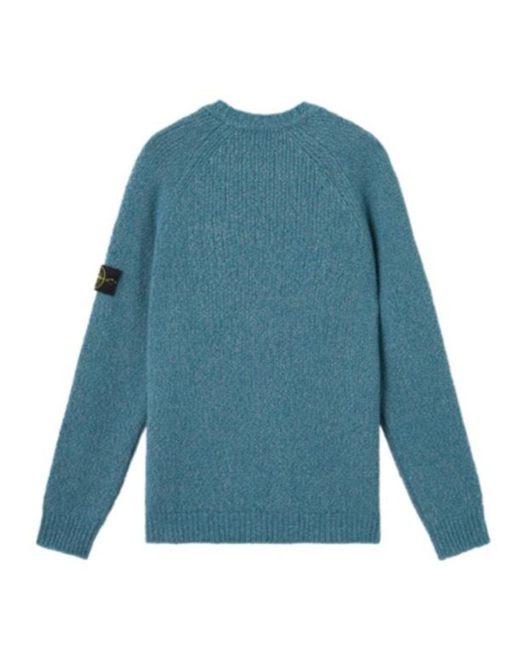 Stone Island Blue Logo Patch Crewneck Jumper for men