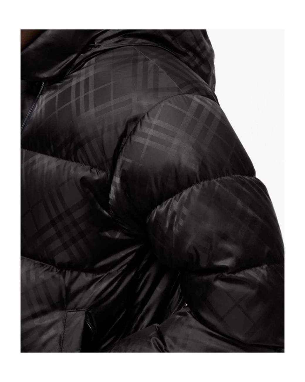 Burberry Black Check Nylon Highlands Puffer Jacket for men