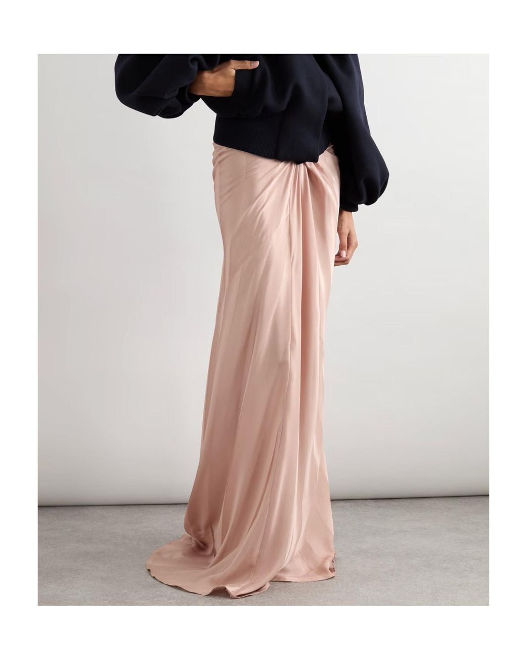 Dries Van Noten Pink Twist-Front Gathered Silk-Satin Jacquard Maxi Skirt
