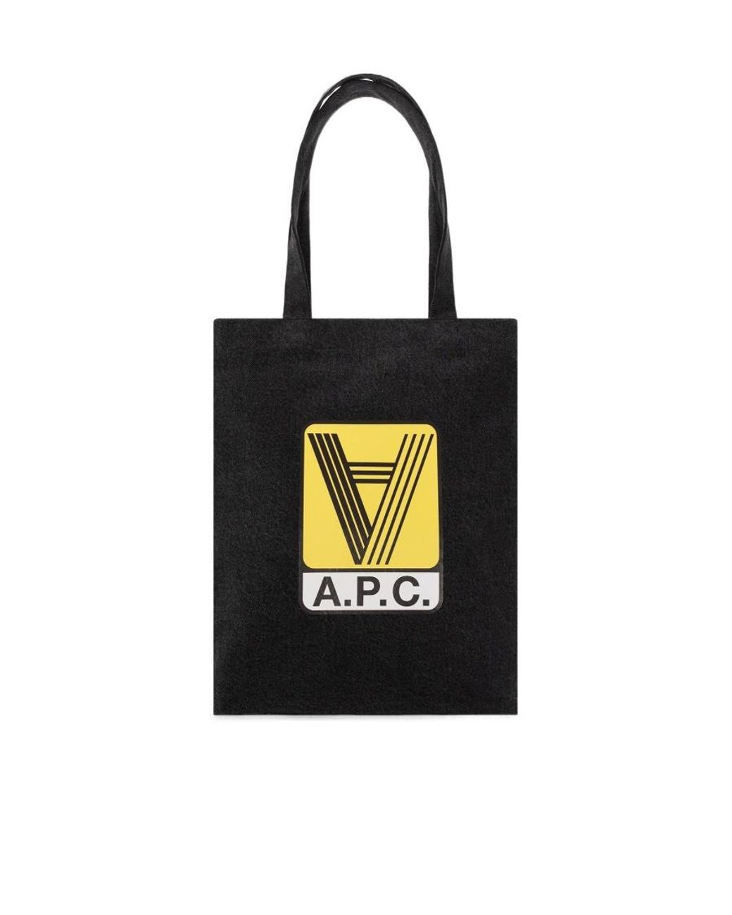 A.P.C. Black Lou Logo Printed Tote Bag for men