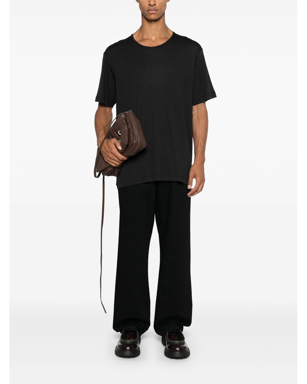 Lemaire Black Crewneck Straight Hem T-Shirt for men