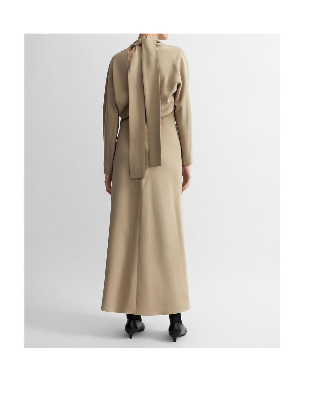 Totême  Natural Totême Scarf-Neck Long Sleeved Maxi Dress