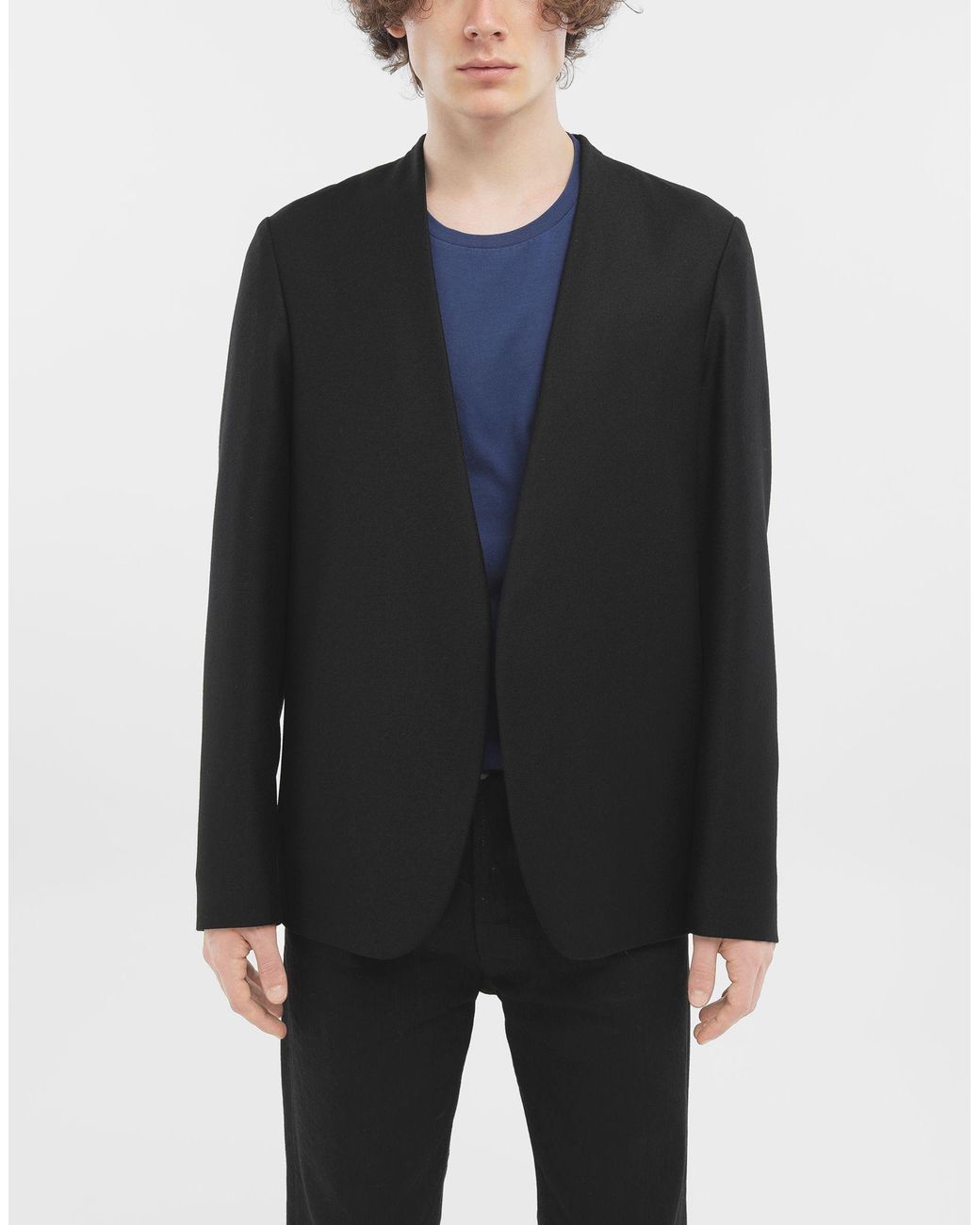 Maison Margiela Black Collarless Tailored Blazer for men
