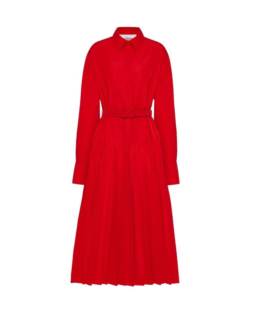 Valentino Red Vlogo Belted Shirt Dress