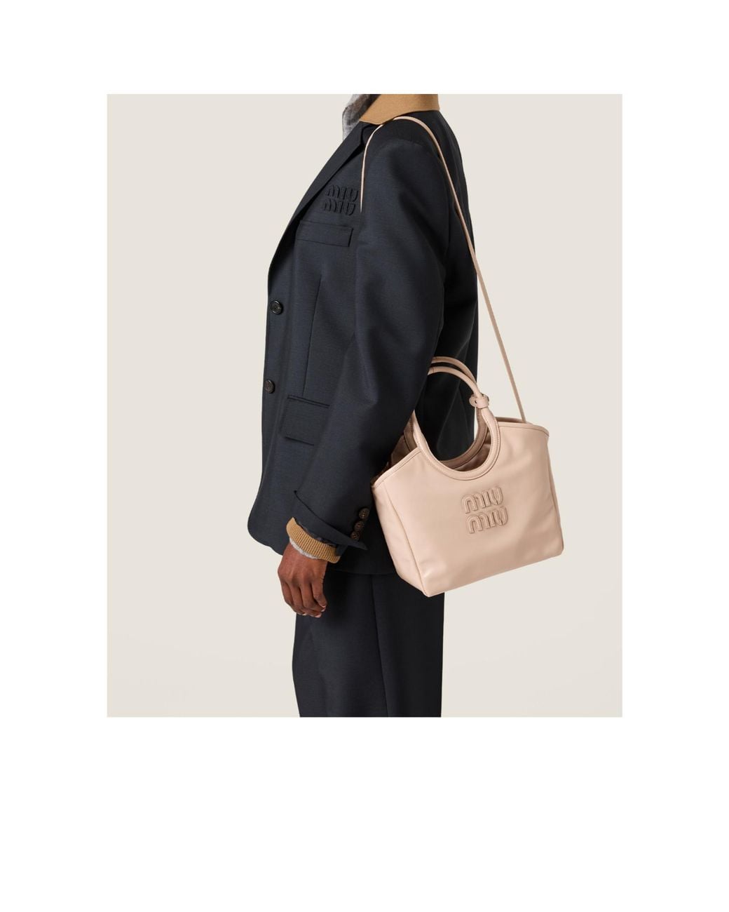 Miu Miu Natural Ivy Logo Shoulder Bag