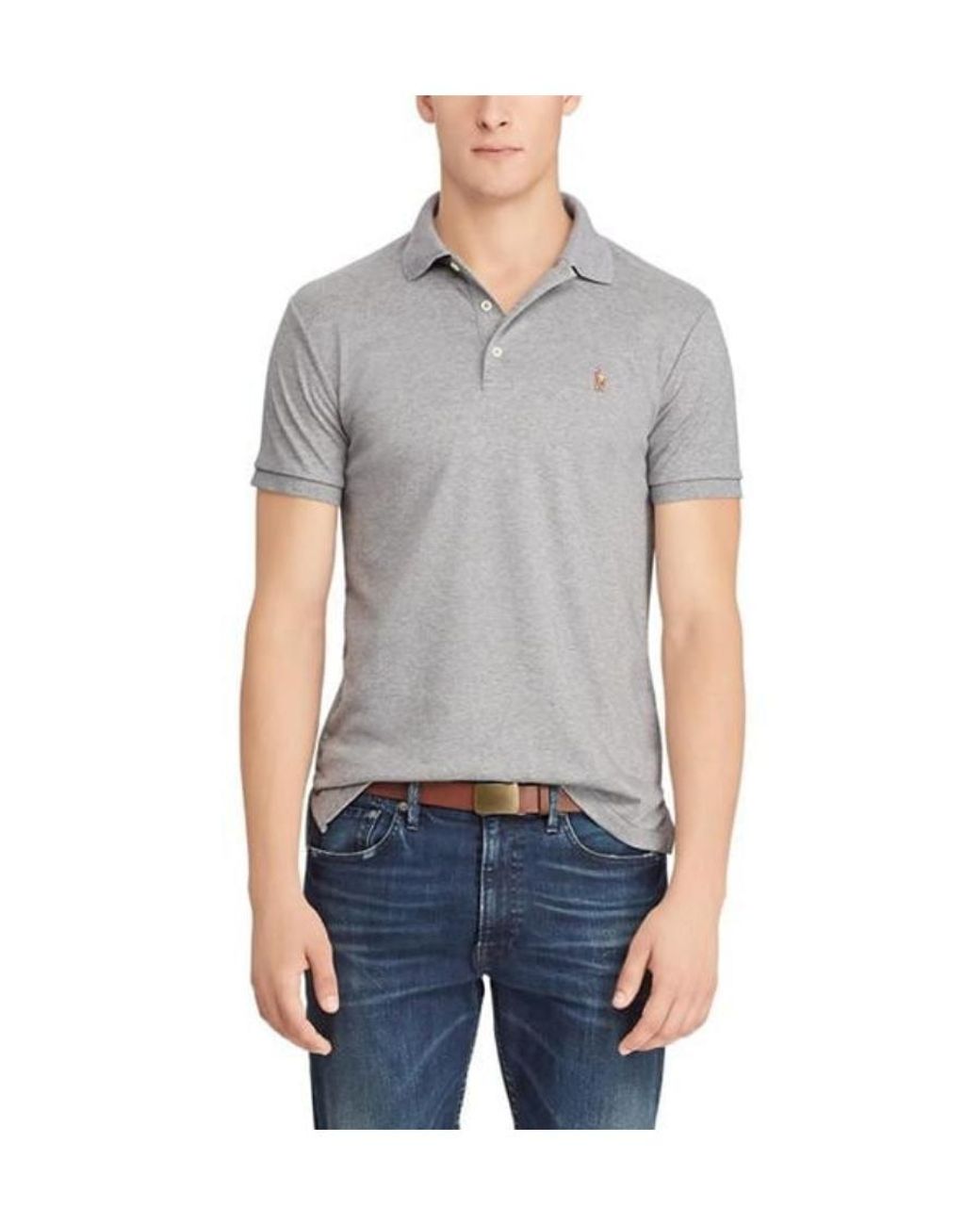 Polo Ralph Lauren Gray Logo Short-Sleeved Polo Shirt for men