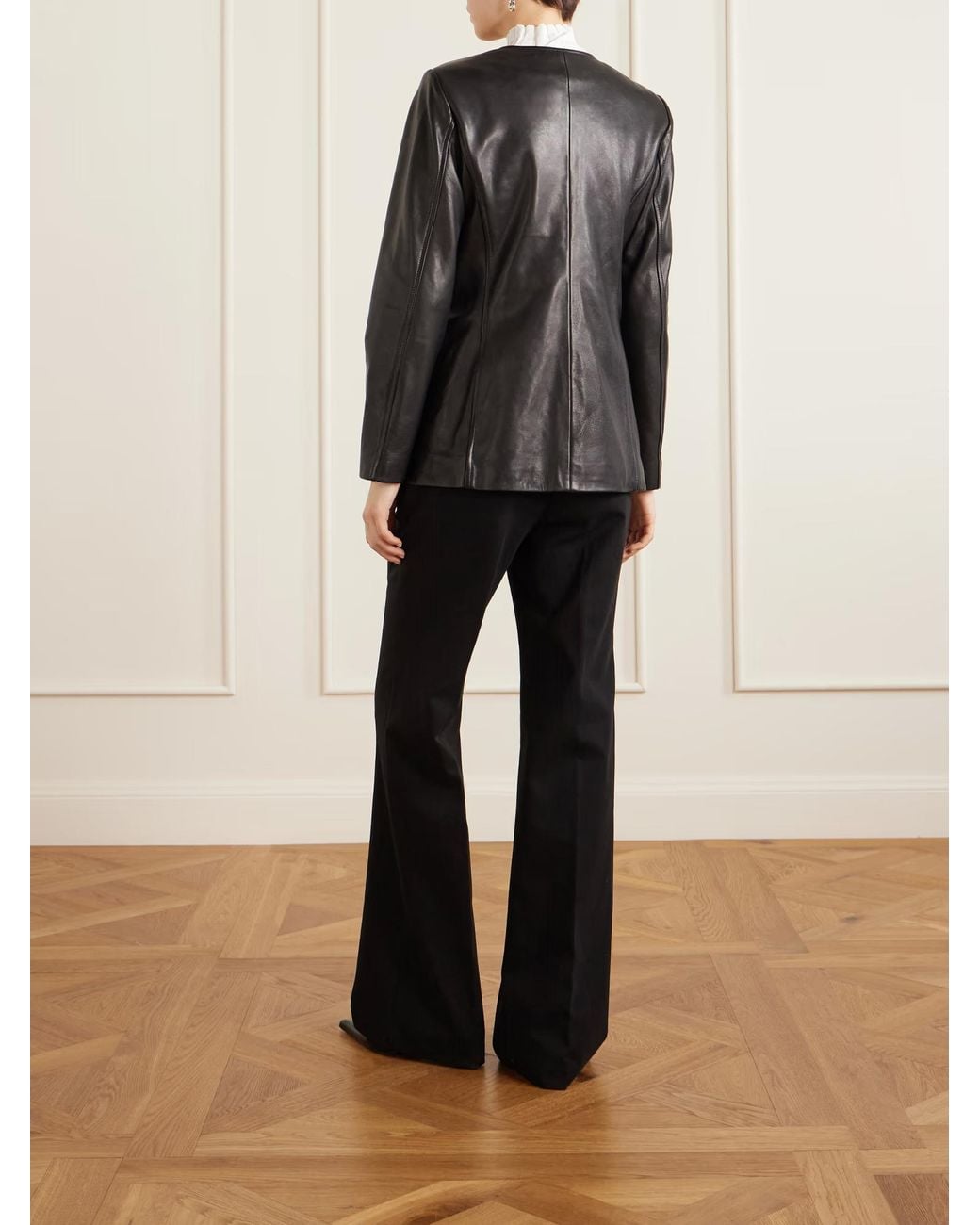Nour Hammour Black Maud Paneled Leather Jacket