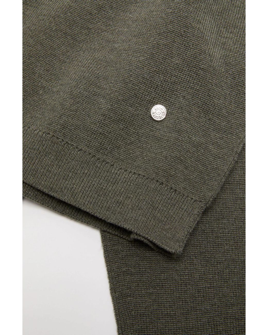 Acne Green Logo V-Neck Knitted Sweater for men