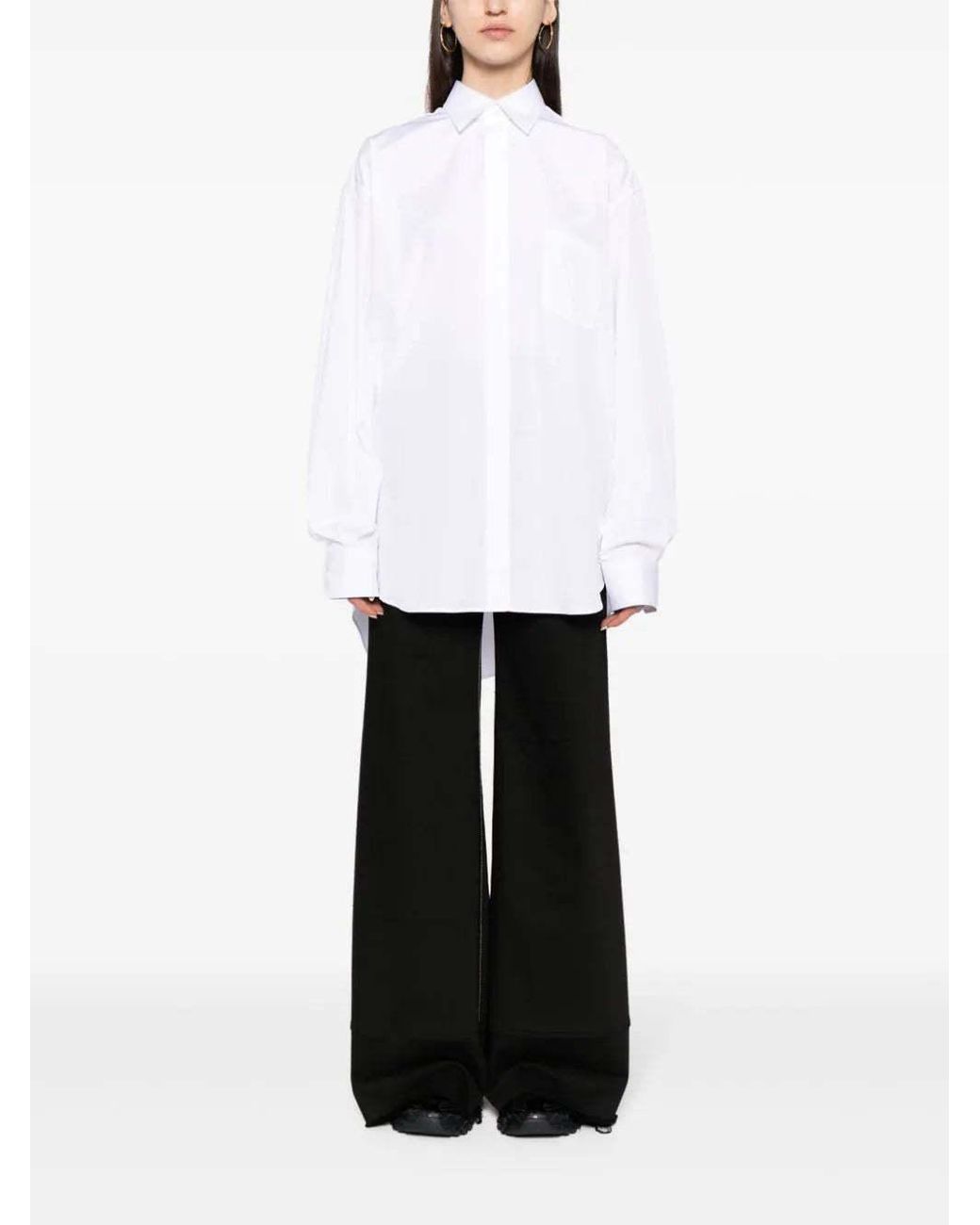 Vetements White Logo-Tag Cotton Shirt for men