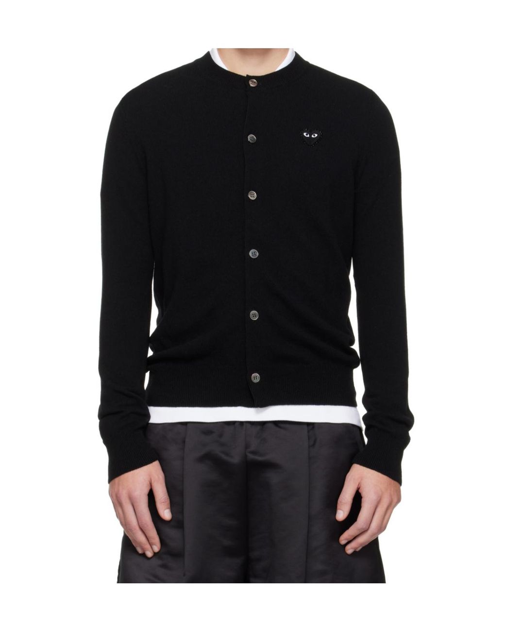 COMME DES GARÇONS PLAY Black Comme Des Garçons Play Logo Patch Crewneck Cardigan for men