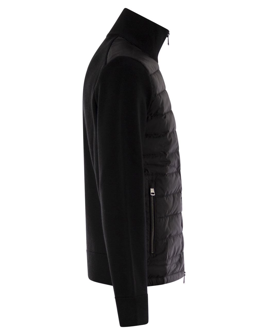 Moncler Black Zip-Up Padded Cardigan for men