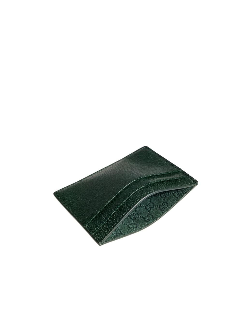 Gucci Green Card Case With Lettering