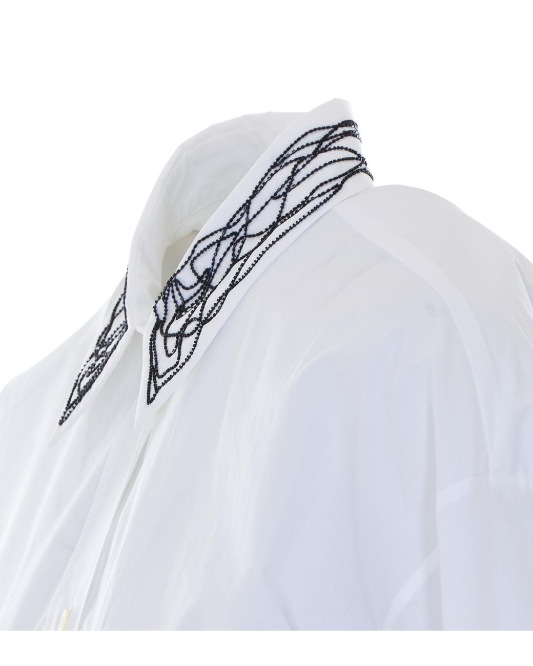 Fabiana Filippi White Beaded Collar Shirt