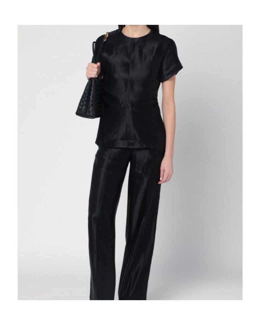 Loulou de Saison Black Peroli Silk-Blend Top