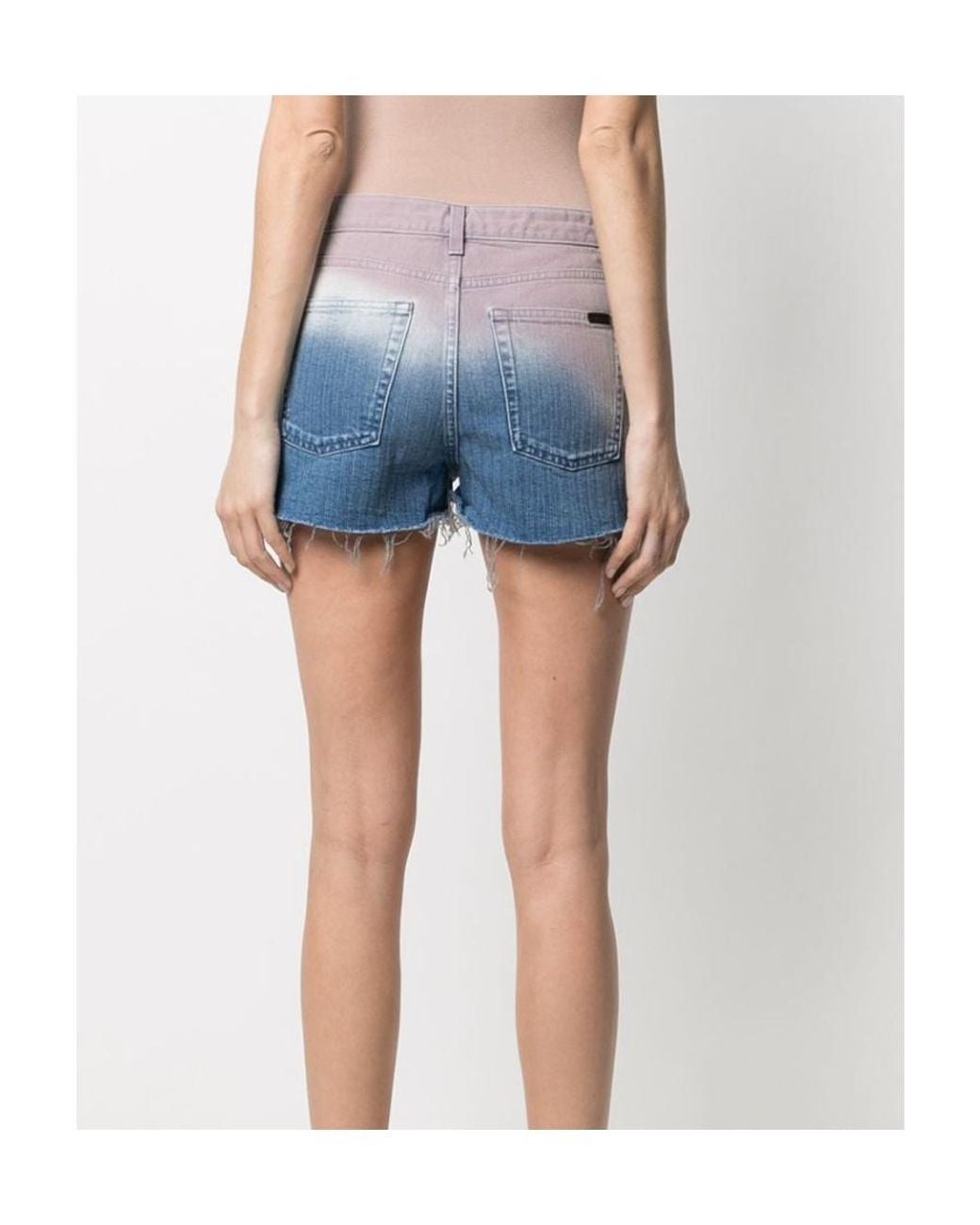 Saint Laurent Blue Tie-Dye Denim Shorts