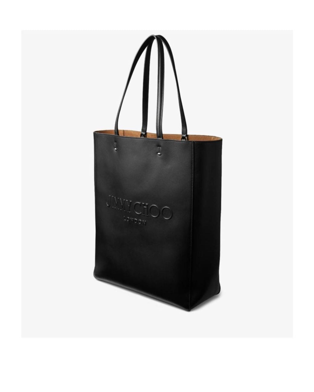 Jimmy Choo Black Logo Embossed Top Handle Tote Bag for men