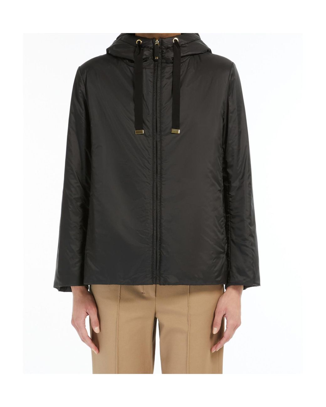 Max Mara Black The Cube Greenh Zip-Up Drawstring Jacket