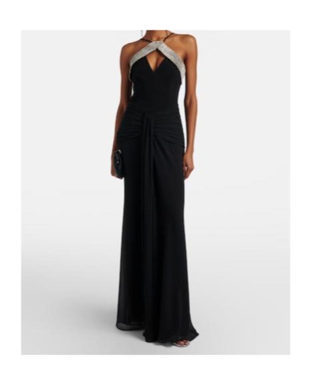 Rebecca Vallance Black Astros Embellished Draped Gown