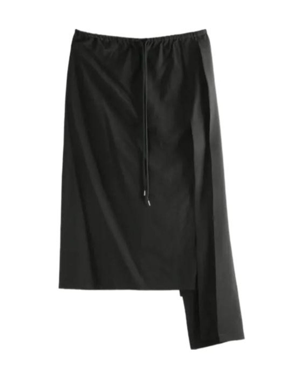 Yohji Yamamoto Black Asymmetric Drawstring Skirt
