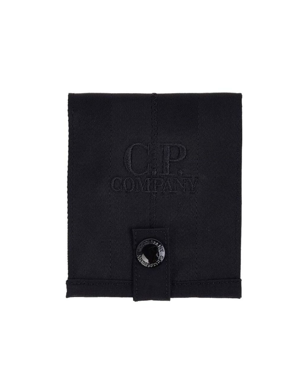 C P Company Black Herringbone Logo Wallet for men