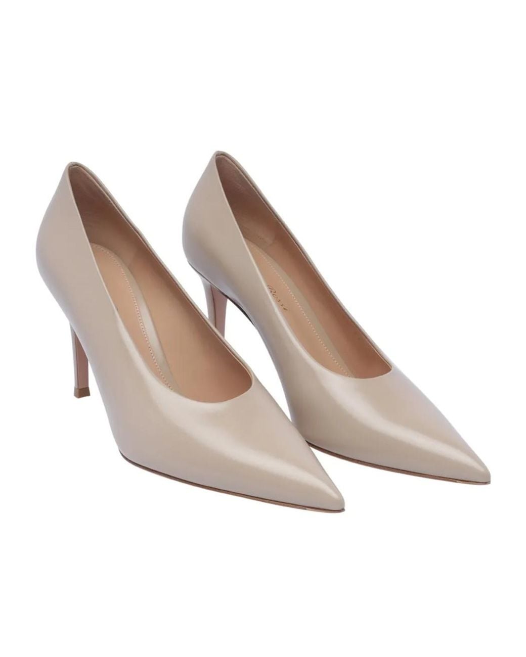 Gianvito Rossi White ポインテッドトゥ スリッポン パンプス