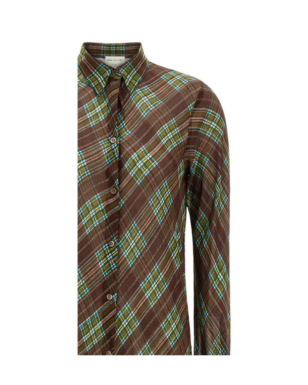 Dries Van Noten Green Long-Sleeved Dress