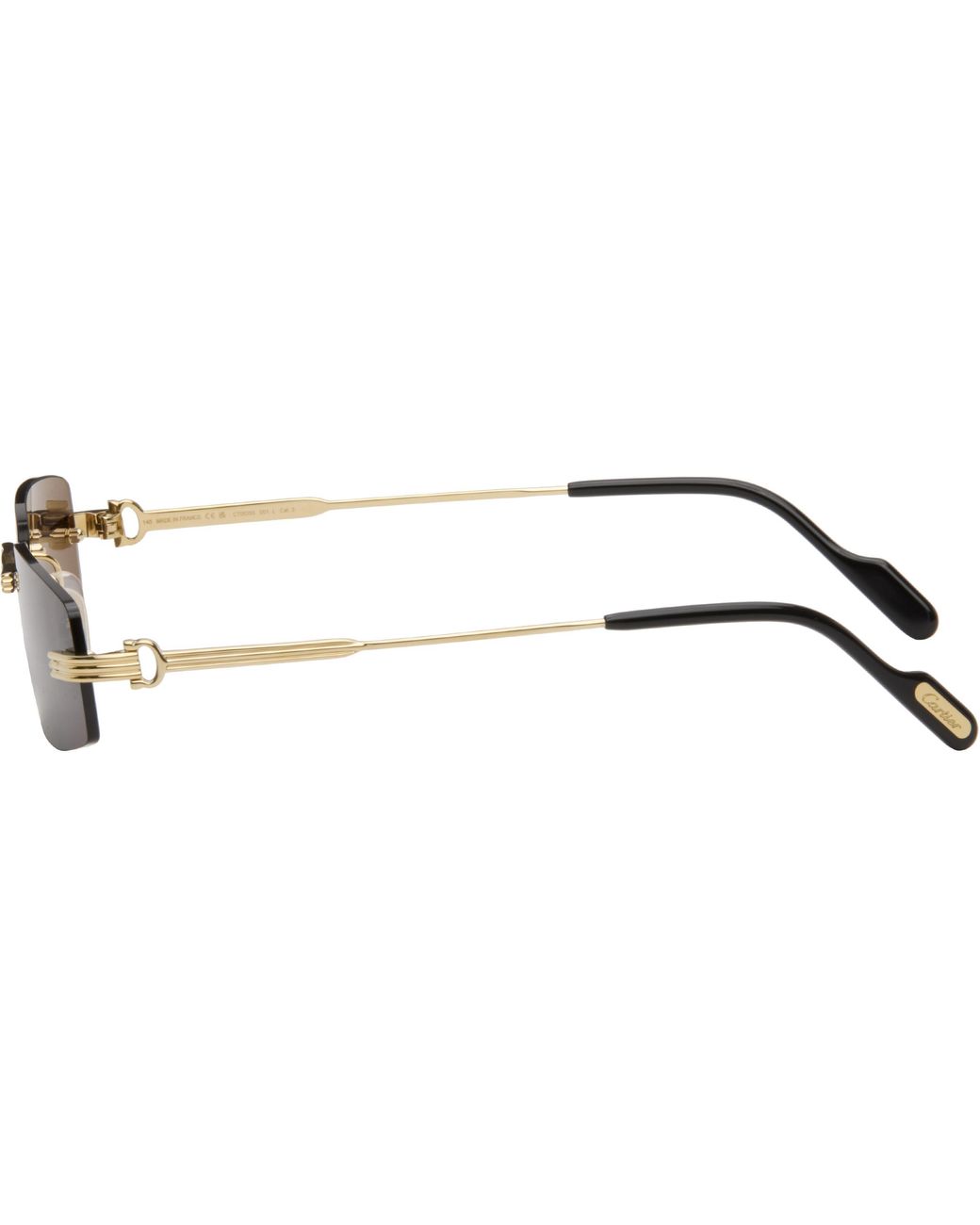 Cartier White Premiere De Rectangular Frameless Sunglasses