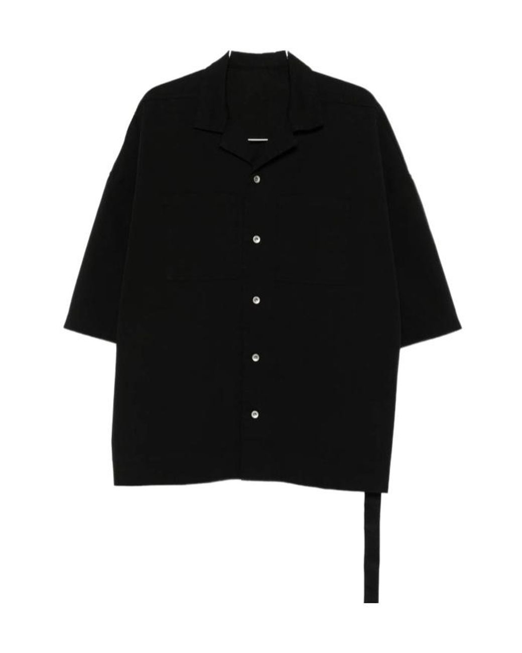 Rick Owens Black Tie Detailed Short-Sleeved Shirt for men