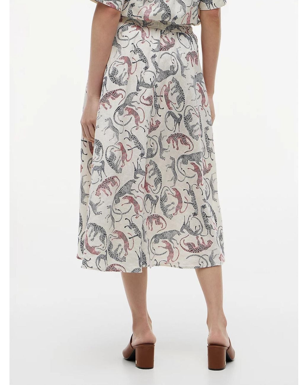 Tommy Hilfiger Multicolor Pure Linen A-Line Midi Skirt