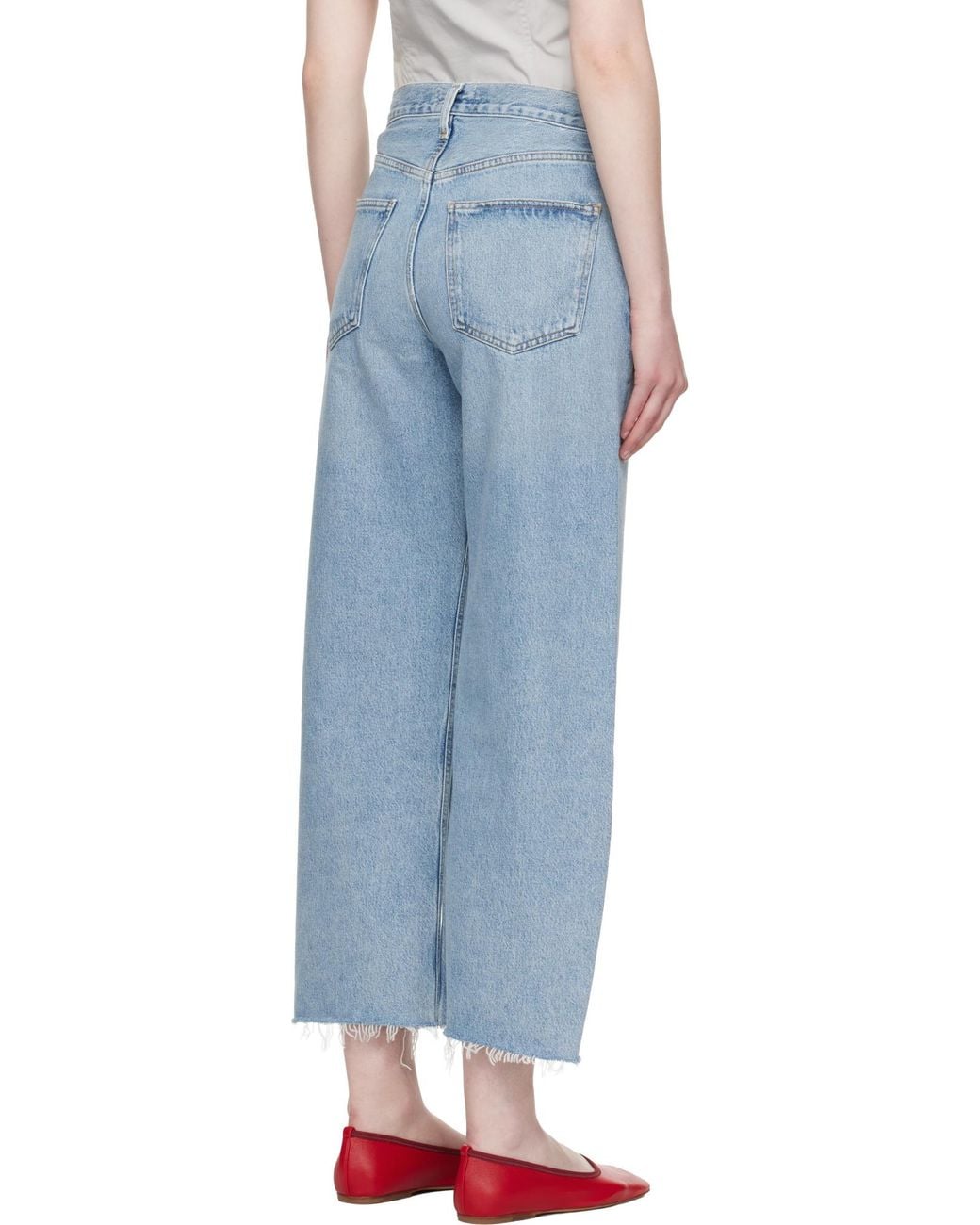 Agolde Blue Low Curve Fray Jeans