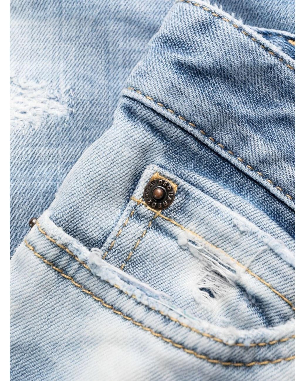 DSquared² Blue Distressed Acid Wash Jeans
