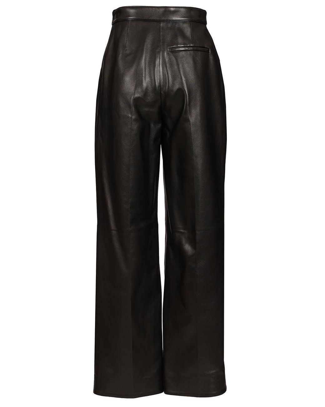 Bottega Veneta Black Shiny Wide-Leg Leather Pants