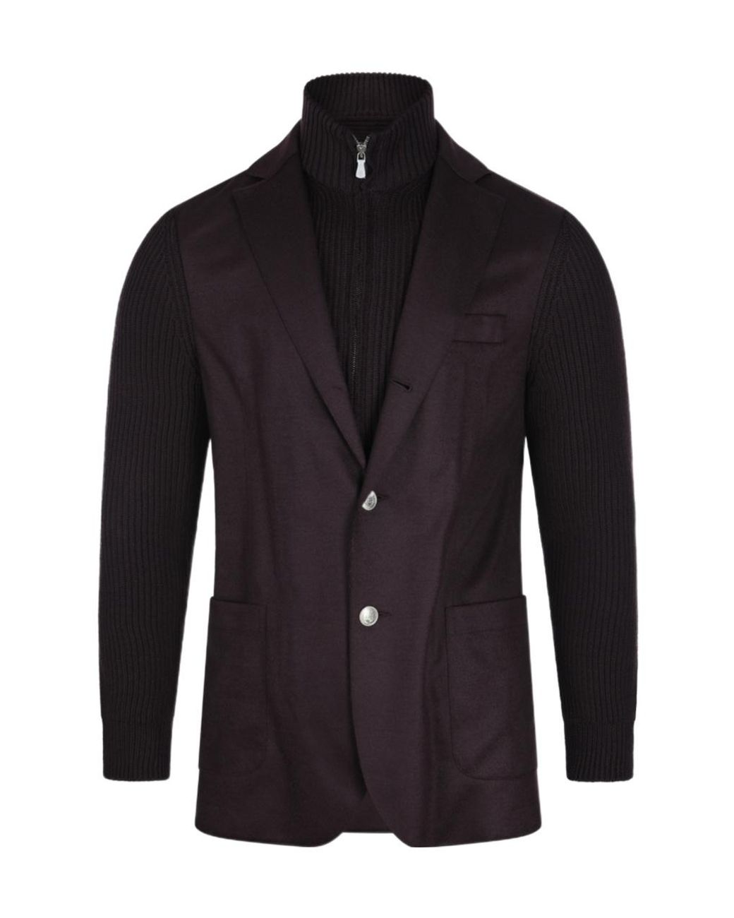 Eleventy Blue Knitted Panel Blazer for men