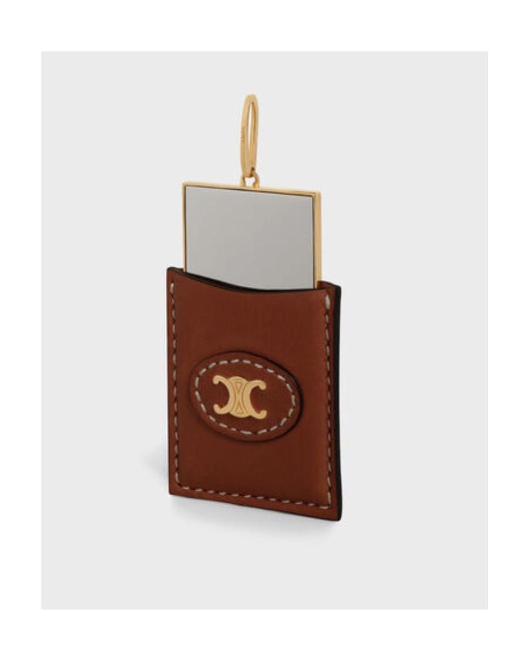 Céline Brown Separables Leather Mirror Pendant