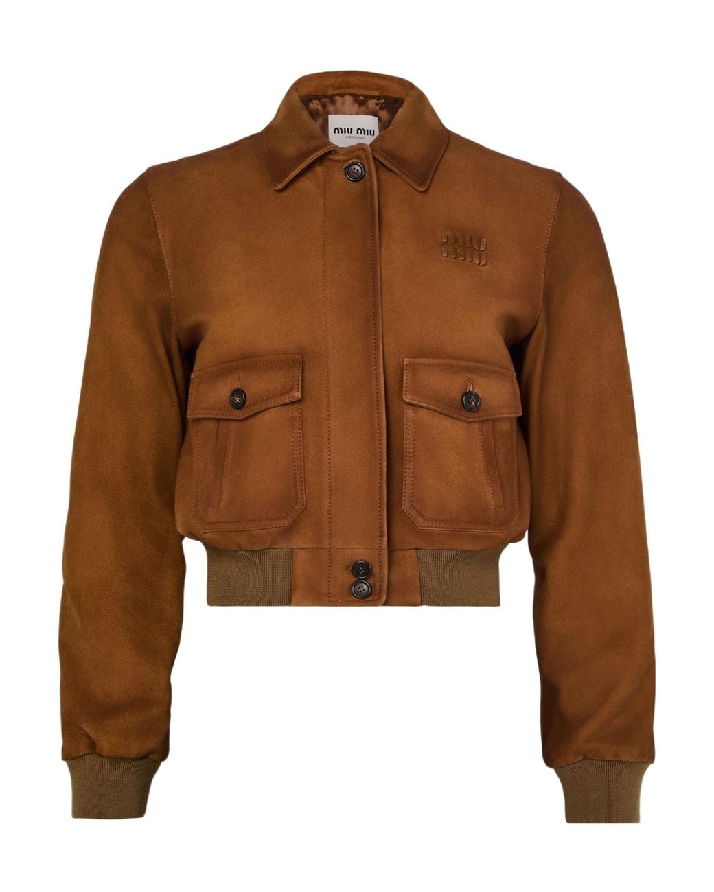 Miu Miu Brown Lapel Long-Sleeved Casual Jacket