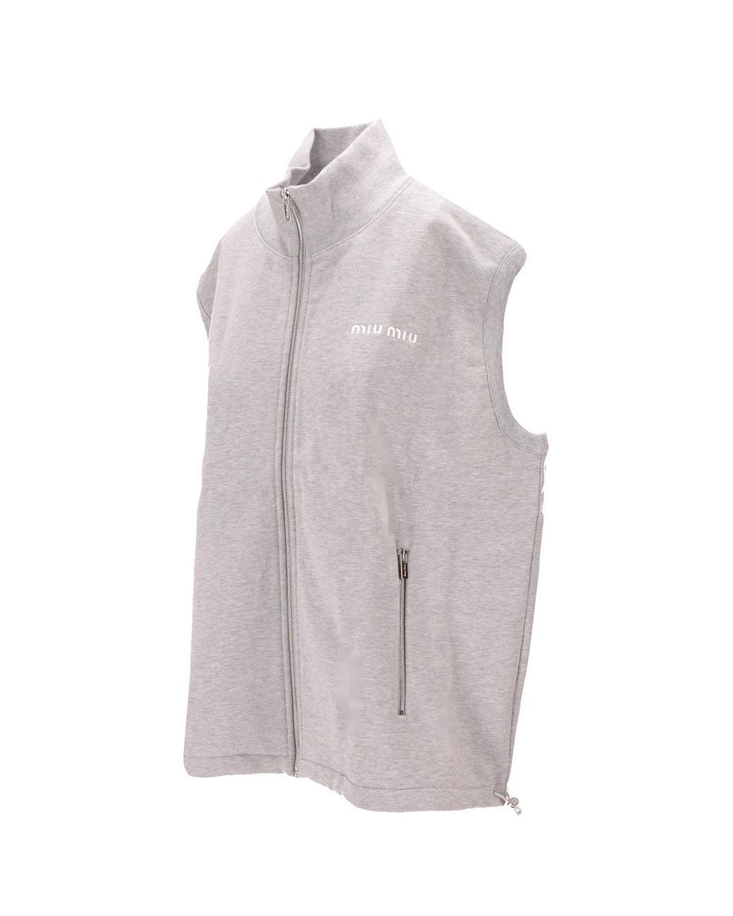 Miu Miu Gray Zip-Up Drawstring Gilet