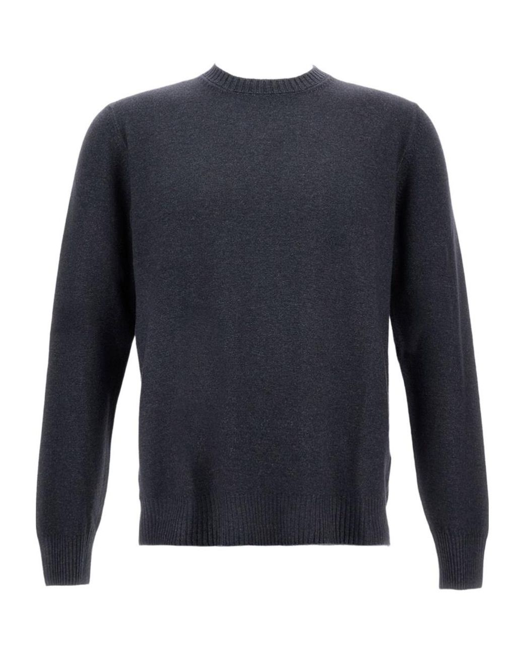 Gran Sasso Blue Ribbed Details Vintage Crew Neck Jumper for men