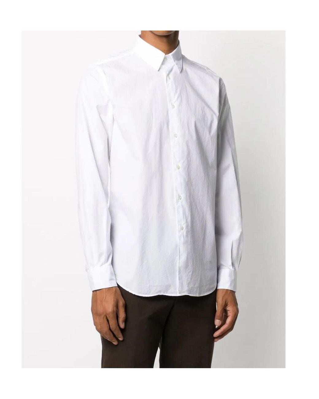 Aspesi White Buckle Long-Sleeved Shirt for men